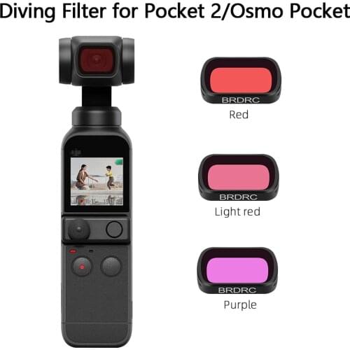 Diving Filter for DJI Pocket 2/Osmo Pocket Red/Light Red/Purple Waterproof Scratch Handheld Gimbal Camera Lens Accessories