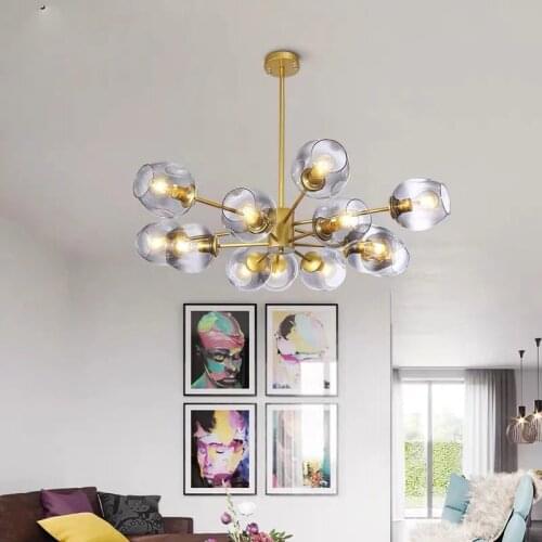 Postmodern glass bubble chandelier Dining room Kitchen Island Molecular lamp Black Rose Gold tree branch chandelier