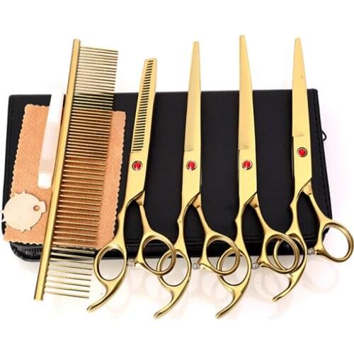 Professional Sharp Edge Dog Pet Grooming Scissors Shears Curved Thinning Shears Accessories Tools 4pcs/Set