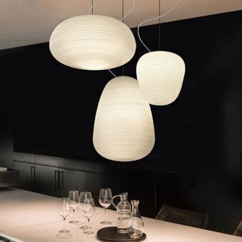 Simple Screw thread Glass Ball Round Chandelier New Designer Nordic Style Restaurant LED Pendant Lamp Frosted Glass Art