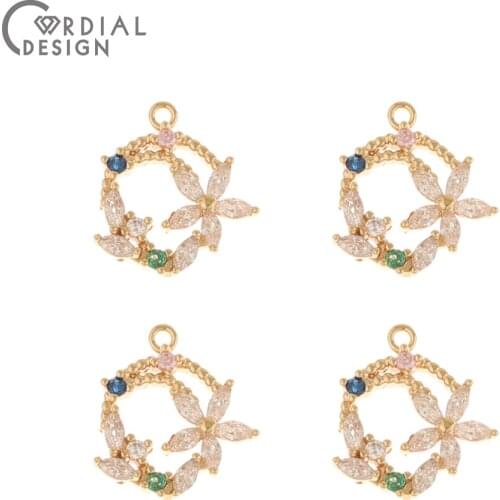 Cordial Design 50Pcs 12*13MM CZ Charms/Jewelry Accessories/Hand Made/Flower Shape/Pendant/DIY Parts/Jewelry Findings & Component