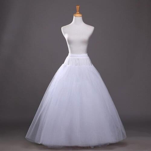 A Line Crinoline Petticoats Plus Size Sexy White Bridal Hoop Skirt High Quality Ruffle Floor Length Wedding Accessories
