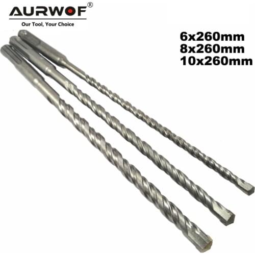 LA VIE 3pc/Lot 6 8 10mm SDS Plus Drill Bit 260mm Hammer Concrete Bits S4 Slot Tip Masonry Drill Brick Wall Block Power Tools 001