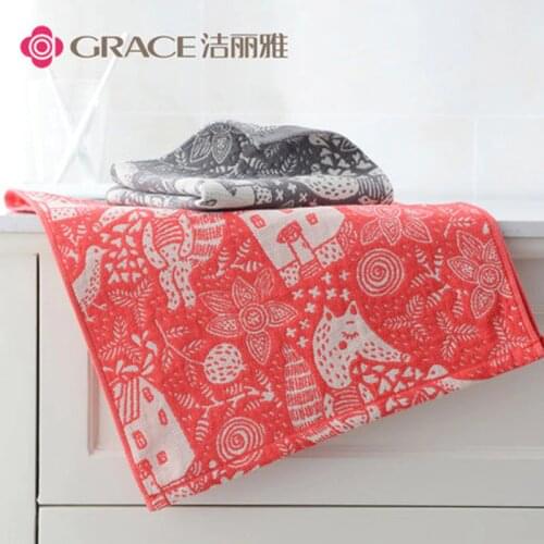 Three packs, new style cotton towel, breathable gauze, red. gray. Blue, fairy tale, soft and absorbent, close to the skin