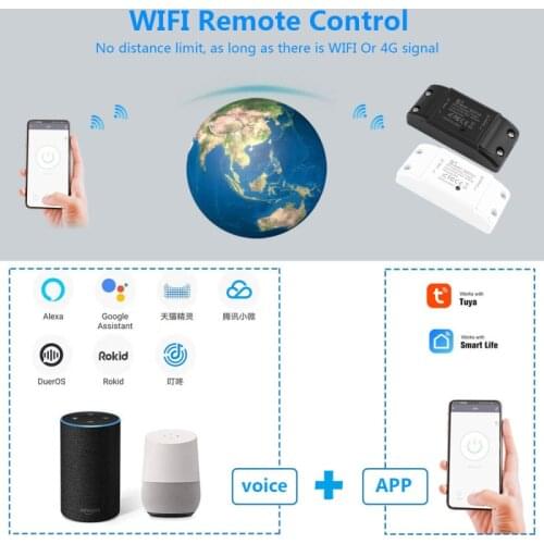 10A Tuya Wifi Smart Switch Timer Wireless Switches Smart Home Automation Compatible With Alexa Google Home Automation Modules