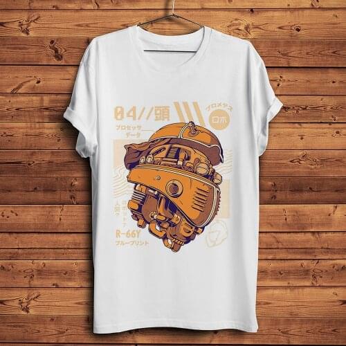 Japan anime vintage robot head funny t shirt men new white casual homme cool manga t-shirt unisex