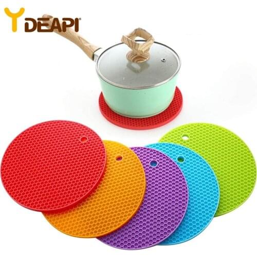 YDEAPI Round Heat Resistant Silicone Mat Drink Cup Coasters Non-slip Pot Holder Table Placemat Kitchen Accessories Onderzetters