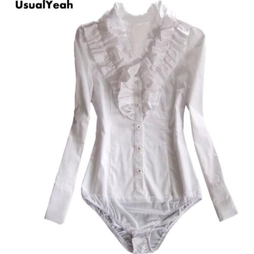 New Casual Women Body Shirt Long sleeve Ruffled Collar Blouses Top Ruffles Office lady blusa feminina white S-XXL SY0319
