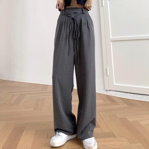 2021 Retro Solid Color Wild Straight Wide Leg Pants Female Spring New Korean Fashion High Waist Casual Long Pants