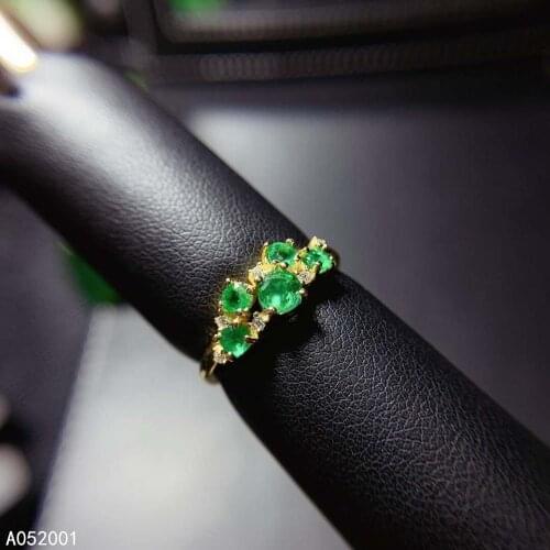 KJJEAXCMY fine jewelry natural Emerald 925 sterling silver new adjustable gemstone women ring support test classic beautiful