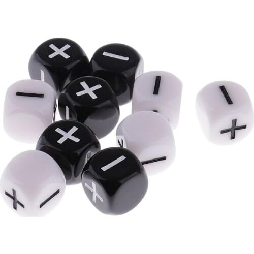 10 Pieces Plastic 6-sided Dice Minus Plus D6 for Party Bar Game Props Outdoor Camping Christmas Birthday Party Game Supply Gift