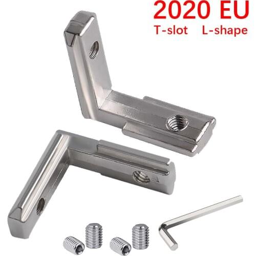 20pcs/lot 2020 Silver L Shape Inner Corner Joint Bracket with M5 Screw and Wrench for 2020 EU Aluminum Extrusion Profile