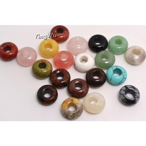 Yingwu 20pcs Lot Fashion Natural Stone Flat Beads Multi Colour Big Hole Good Quality DIY Jewelry Accessories 10*5mm Hole 5mm