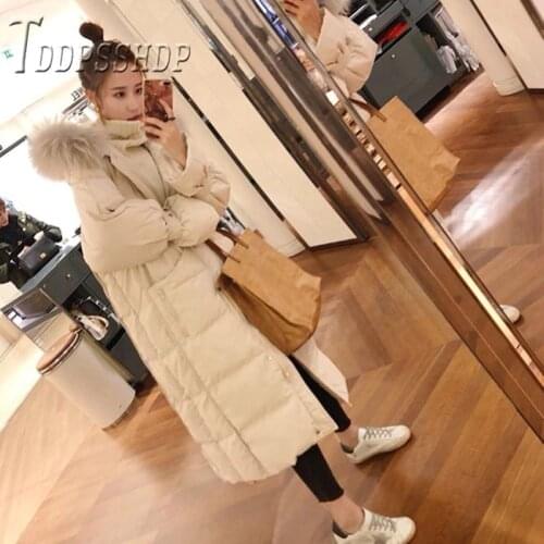 2019 Winter Thick Korean Women Parkas Fluff Collar Long Style Female Coat