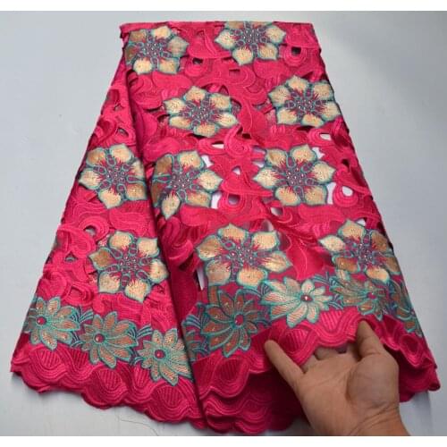 2021 High Quality African Lace Fabric 100% Cotton Swiss Voile Laces Switzerland Fabric Cut hole Embroidery French Tulle Lace T-8