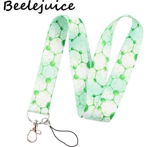 24pcs Molecular Structure Doctor Keychain Necklace Webbings Ribbons Cartoon Neck Strap Lanyard ID badge Holder Keychain Lanyards