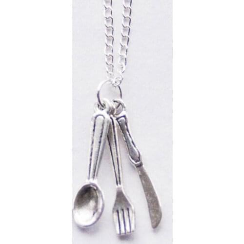 3 Pcs Tableware Necklaces Knife Fork And Spoon Pendant Necklace Bijoux Vintage Style Jewelry Charms For Chef Gifts Decoration
