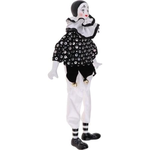 38cm Harlequin Pierrot Jester Clown Porcelain Doll in Clothes 15inch Tall #4