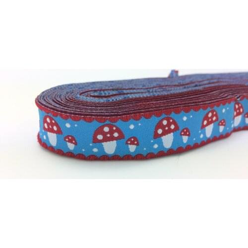 5/8" 16MM Woven jacquard ribbon red mushroom printed 10yards/sets 100% Polyester