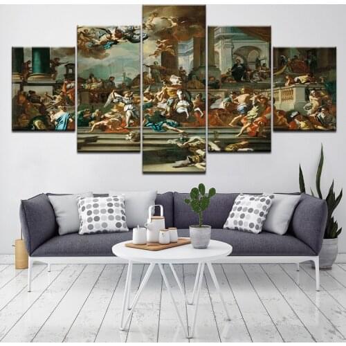 5 pcs Modular classical religious myth angels Temple Expulsion oil painting print on canvas wall art decoration picture Artwork