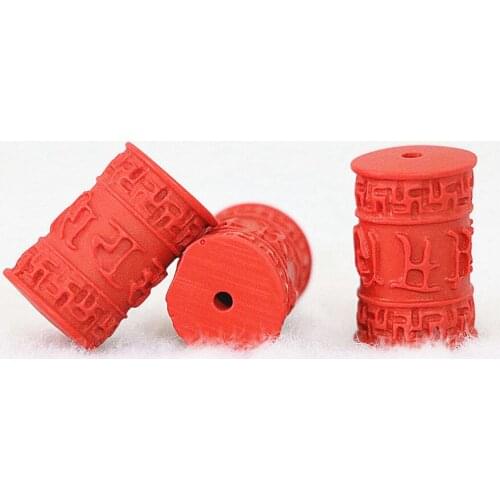 5pcs wholesale price synthetic red cinnabar stone column tube pendant beads fashion jewelry findings spacers accessories B942