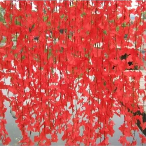 Free Shipping 10pcs/lot Beautiful Cherry Blossom 5 Branches/pcs Artificial Silk Flower Vine Wall Hanging Wisteria Ornament