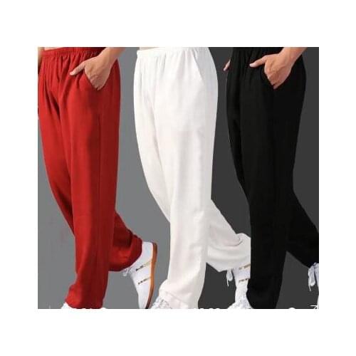 Unisex Summer&Spring cotton&linen martial arts yoga bloomers wushu kung fu pants Tai chi taijiquan trousers black/red
