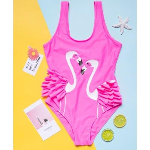 Childrens Swimsuit One Piece For 2-6years Girls Flamingo Baby Cartoon Print Swimsuit Childrens Bikini Girls Swimwear 2021