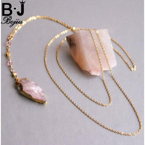 BOJIU Hot sale Arrow Stone Druzy Pendant Long Necklace Fashion Summer Women Necklace NKS001