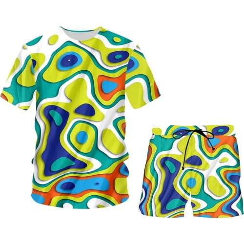 IFPD Paint Color Pattern T Shirt And Shorts Summer Men 3D Printing Polo + Short Pants Tracksuit Set Casual Streetwear Oversize