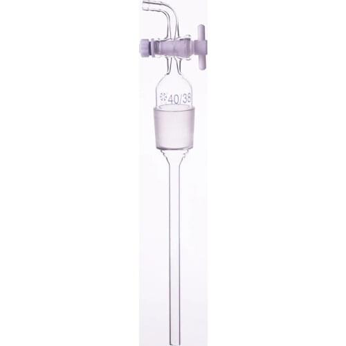 Curved suction connector,Feeding tube,PTFE valve 40/38,200mm long under the scrub,Joint with PTFE stopcock standard ground mouth