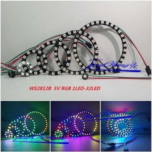 Hot WS2812 5050 RGB LED 1LED 8LED 12LED 16LED 24LED 32led Bits Ring Lamp Light with Int