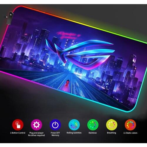 Asus Rog RGB Mouse Pad Rgb Backlight Mat Setup Gaming Mousepad Rgb Led Deskmat Gamer Accessories Non-slipmat Carpet DropShipping