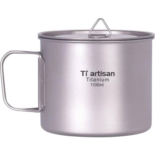 900ML Travel Coffee Mug Water Cup Titanium Cup with Lid and Foldable Handle Outdoor Camping Hiking Picnic Backpacking