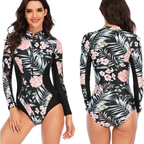 Swimsuit Rashguard Women Surfing Swimwear Diving Front Zipper Swimming Bathing Suit for women Bodysuit Rash Guard Beachwear