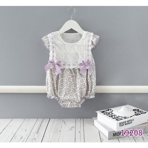 0-24M Summer New Floral Newborn Girls Bodysuit One-pieces Baby Jumpsuits Cotton Baby Girl Clothes with Bows L771
