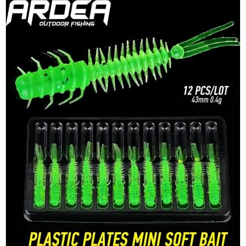 Mini Soft Lures worm Baits 12Pcs/43mm 0.4g Fishing Lure Shad Silicone Bait Tail Jigging Wobblers Bass Pike Fishing Tackle