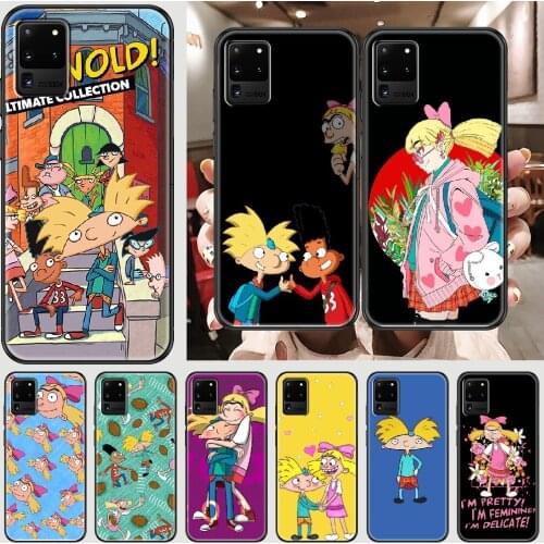 Cartoon hey arnold Phone case For Samsung Galaxy Note 4 8 9 10 20 S8 S9 S10 S10E S20 Plus UITRA Ultra black trend shell pretty