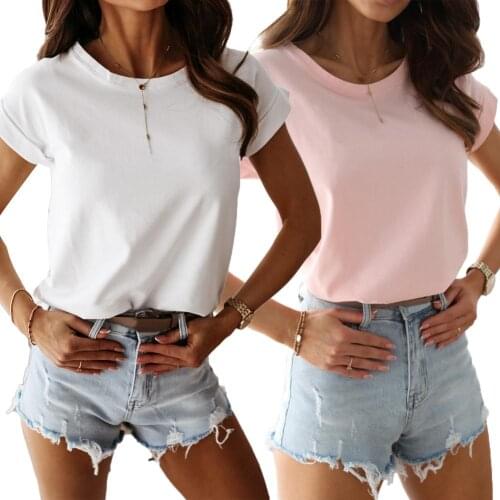 High Quality 5 Kinds Solid Color S-2XL Plain T Shirt Women Cotton Elastic Basic T-shirts Female Casual Tops Short Sleeve T-shirt