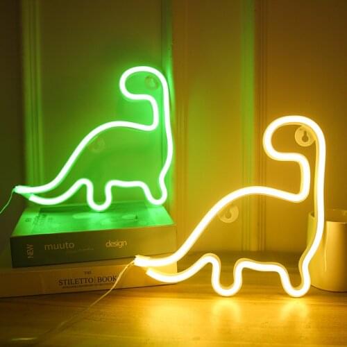 LED Animal Hanging Night Lamp Cat Dinosaur Bat Neon Light Wall Art Sign Bedroom Decoration Home Party Holiday Decor Kids Gift