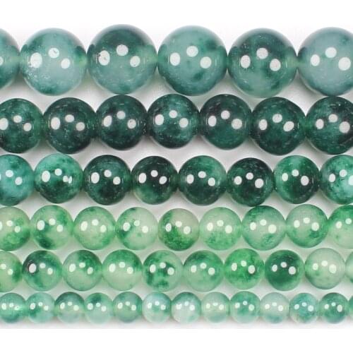 Green Floating Flower Malai Ja-de 6-14mm Round Beads 15inch ,Wholesale For DIY Jewellery Free Shipping