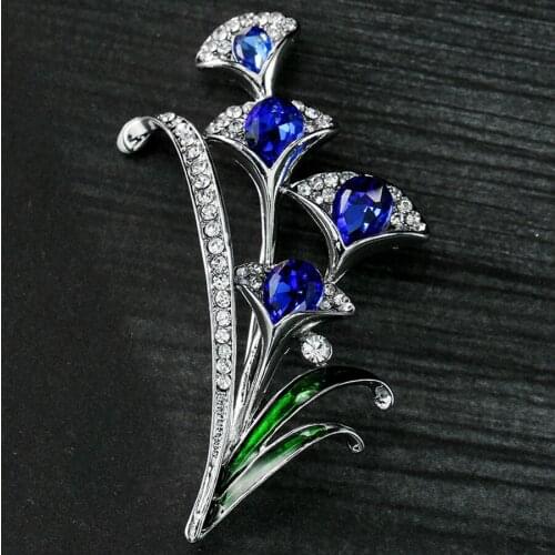 2021 Fashion Costume Jewelry Korean Cute Enamel Pin Metal Crystal Morning Glory Flower Brooches For Women Valentines Day Gift