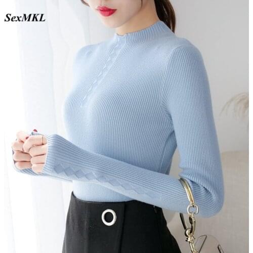 Sexy Turtleneck Pullover Women 2020 Fashion Winter Thick Sweater Korean Ladies Office Knitted Sweater Black White Top Pull Femme
