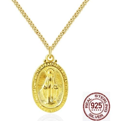 925 sterling silver Virgin Mary necklace for women Mother of God pendant