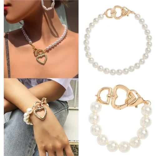 Pearl Choker Necklace Fashion New Design Imitation Pearl Statement Heart Collar Necklace Jewelry For Women Neck Gift