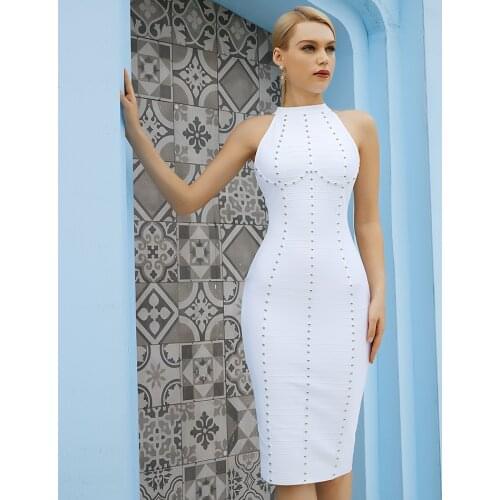 HIGH QUALITY New Fashion 2021 Womens white sleeveless Bandage Dress party evening dress Wholesale dropship