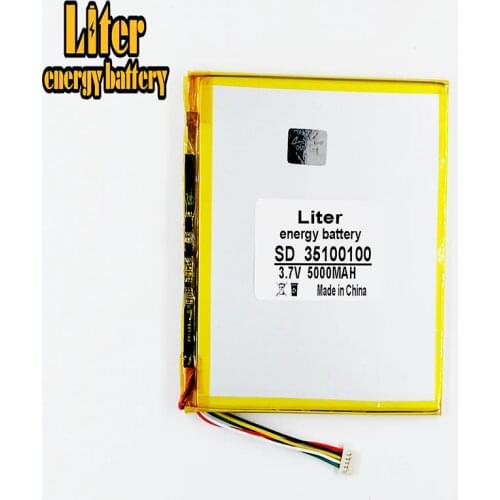 1.0MM 5pin connector 3.7v 35100100 5000mah lithium polymer battery with pcm backup tablet pc battery