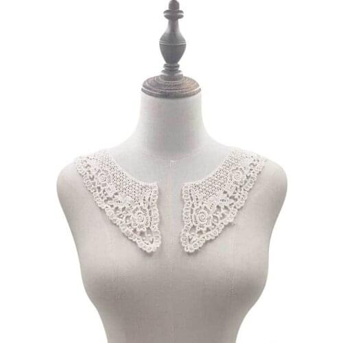 1 Pair Hollow Lace collar Crochet LACE Neckline Fake collar for DIY Sewing Garment dress blouse Sweater