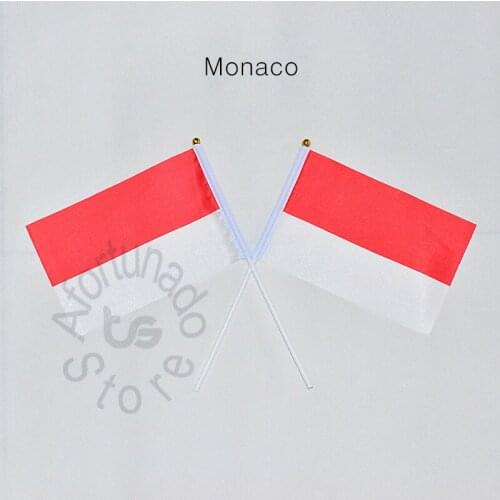 Monaco 14*21cm 10pieces Banner for meet Parade party Hand waving Flag Monaco National Flag