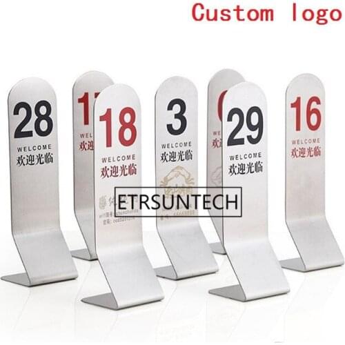 10pcs/lot Custom logo Stainless steel Table Number Cards Wedding Restaurant Cafe Bar Table For Wedding Birthday Party Supplies